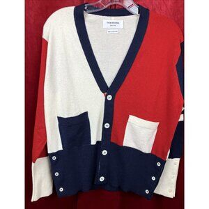 Sz 3 ICONIC Thom Browne Scotland Color Block Cardigan  Sweater Red Blue